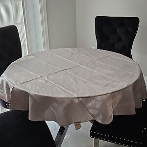 Whole Home Round Polyester Tablecloth Gray 60" Sitting For 4